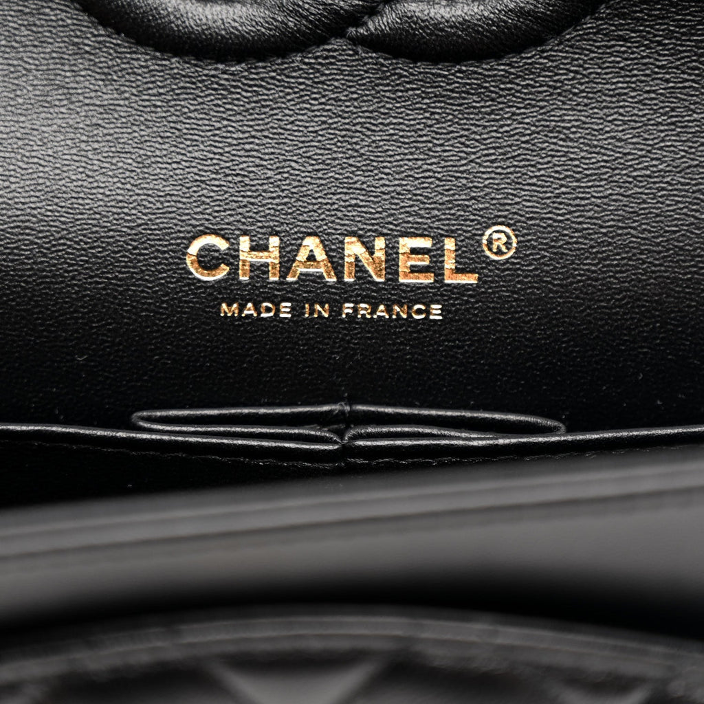 Lambskin Quilted Medium Hollywood Charms Double Flap Black