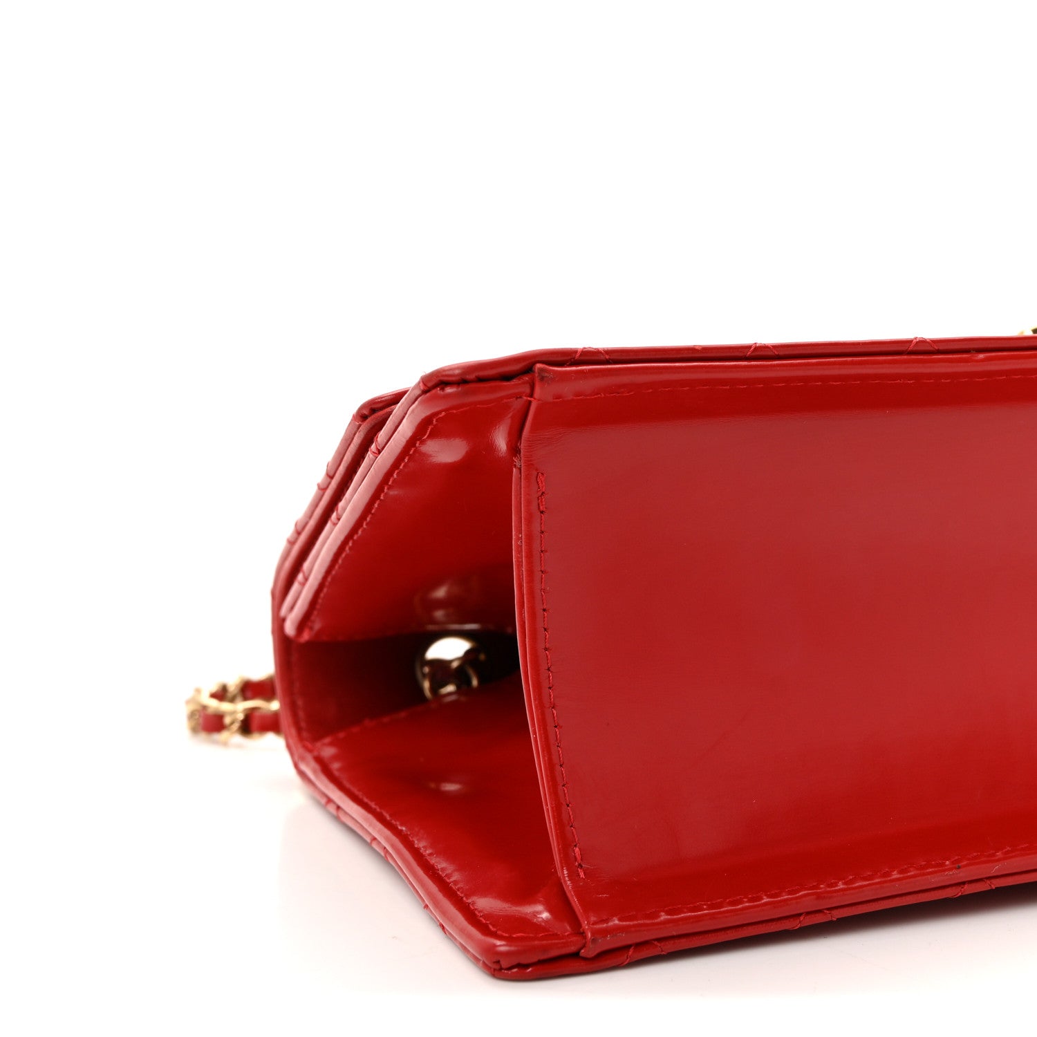 Glazed Calfskin Quilted East West Flap Red
