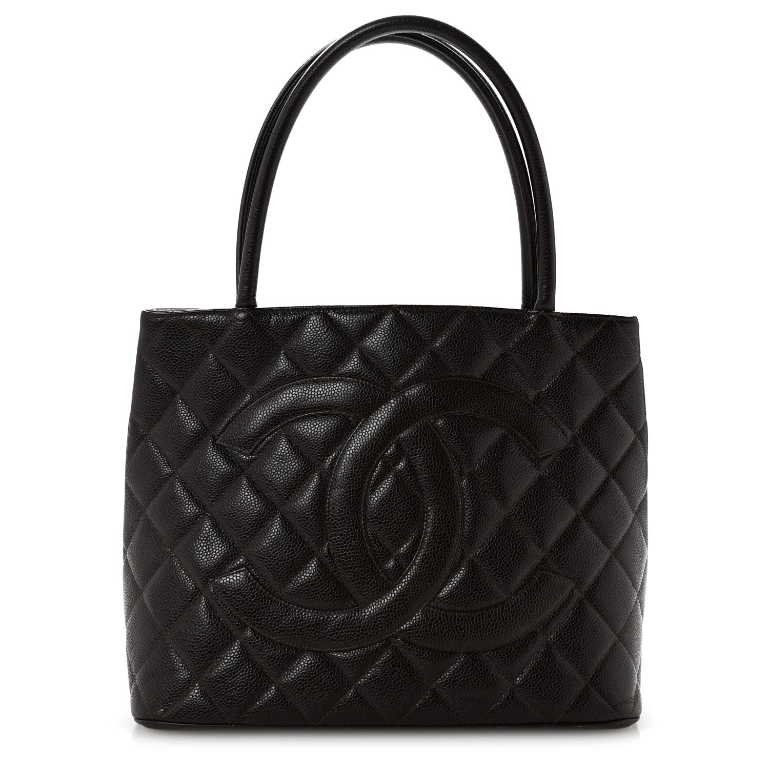 Caviar Quilted Medallion Tote Dark Brown