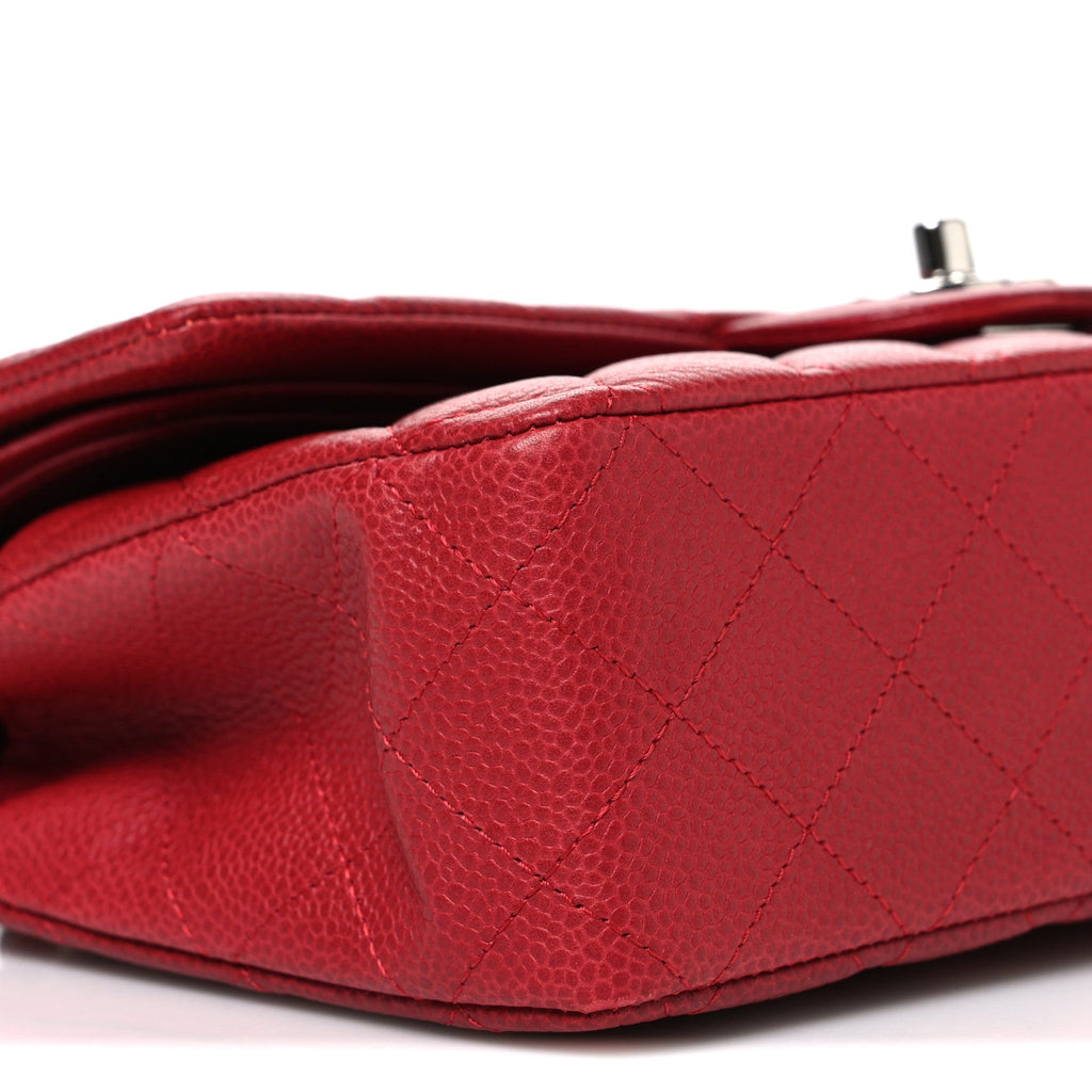 Caviar Quilted Medium Double Flap Dark Red