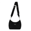 Re-Nylon Triangle Padded Patchwork Shoulder Bag Black