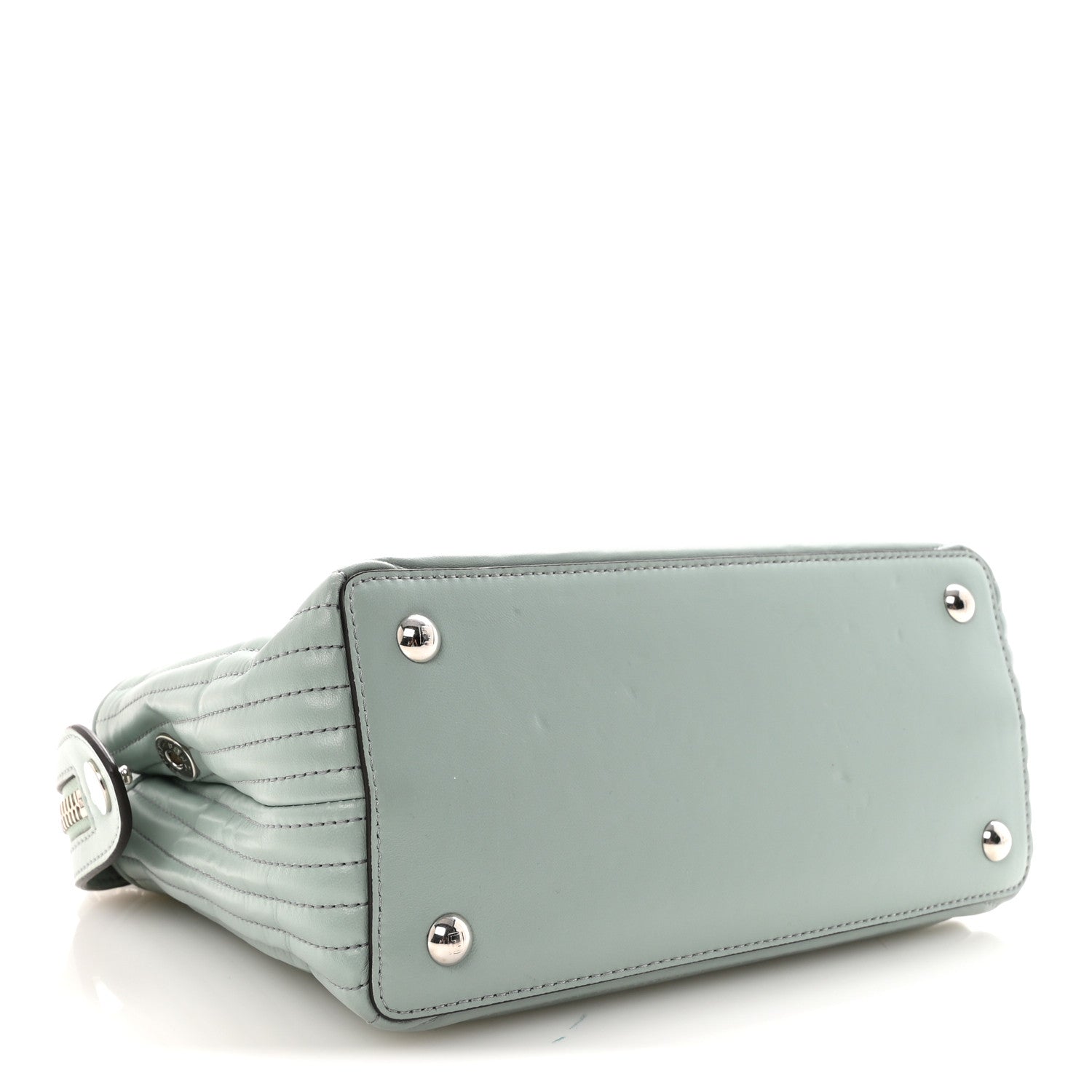 Shiny Nappa Trapuntata Small DotCom Click Top Handle Chain Satchel Light Blue