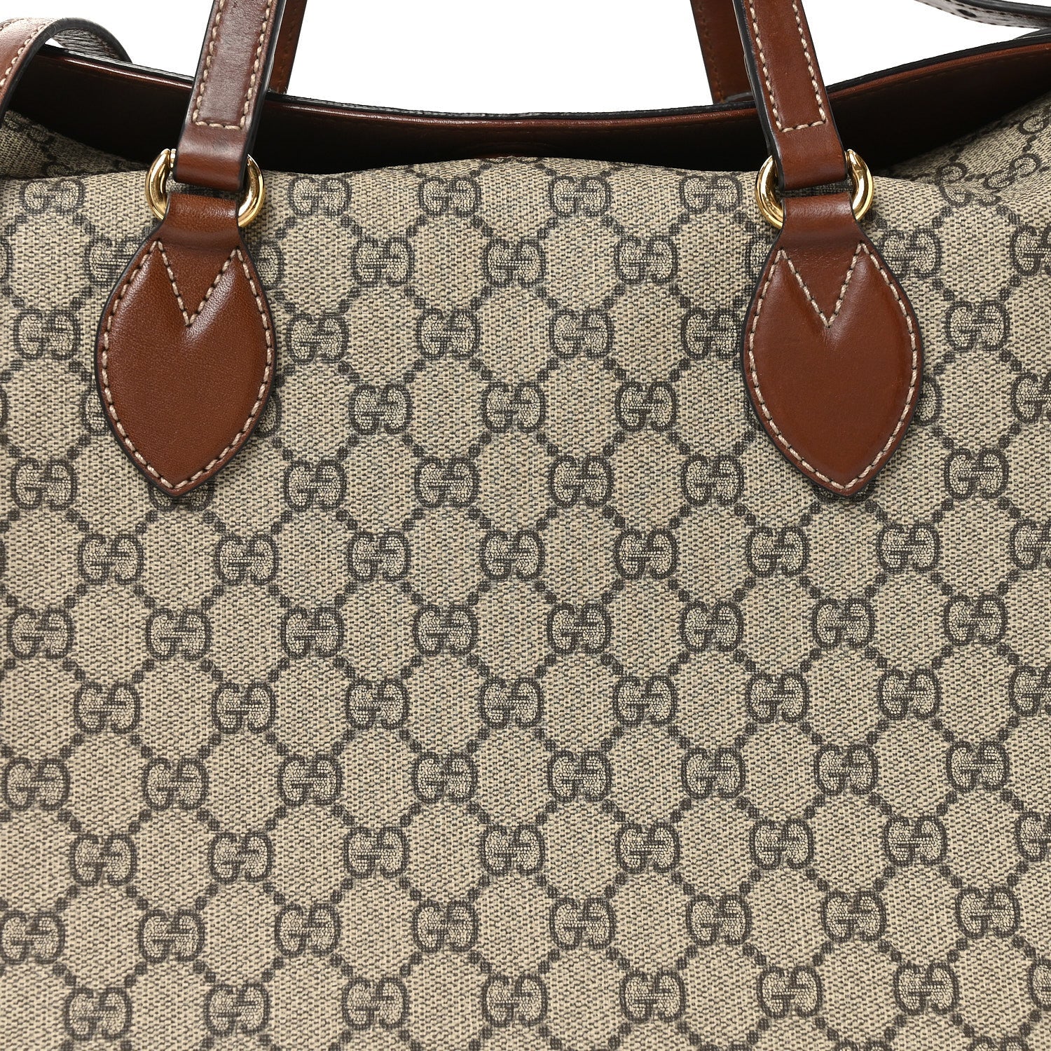GG Supreme Monogram Linea A Foldover Tote Brown