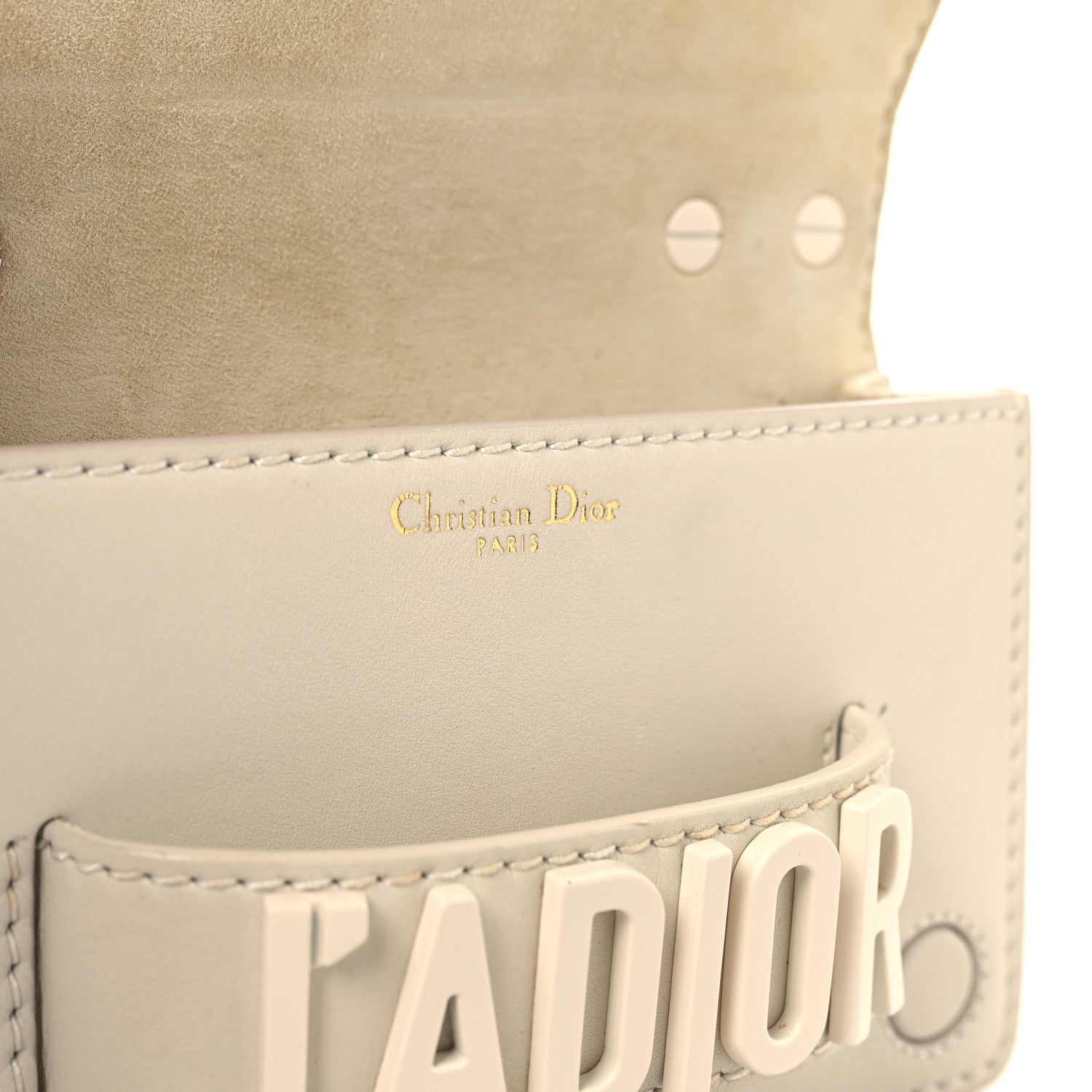 Ultra Matte Calfskin Mini J'Adior Chain Flap Bag White