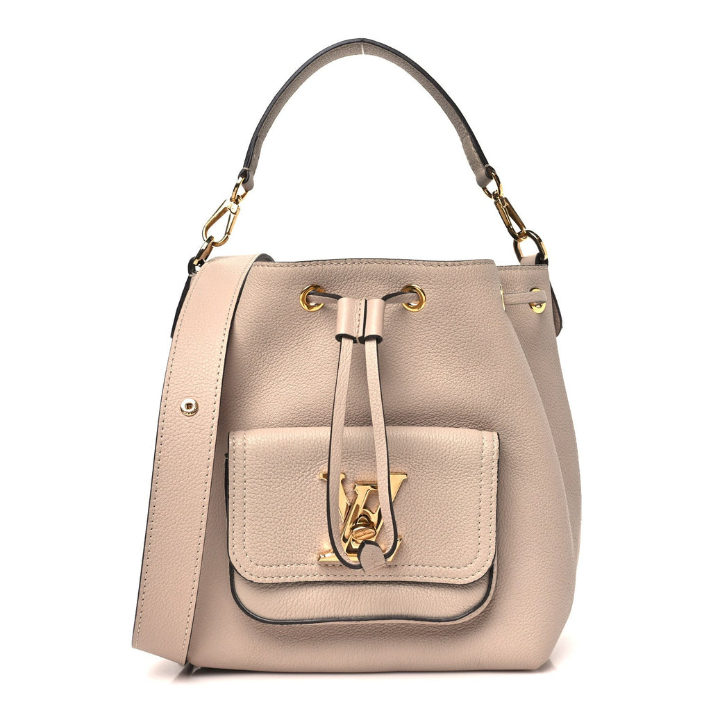 Calfskin Lockme Bucket MM Greige