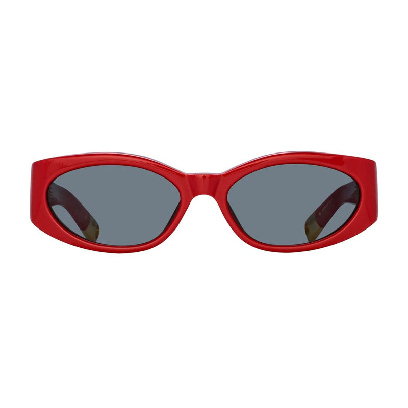 Jacquemus Sunglasses Cat Eye Full Rim, White Frame and Blue Lens JAC/4C7