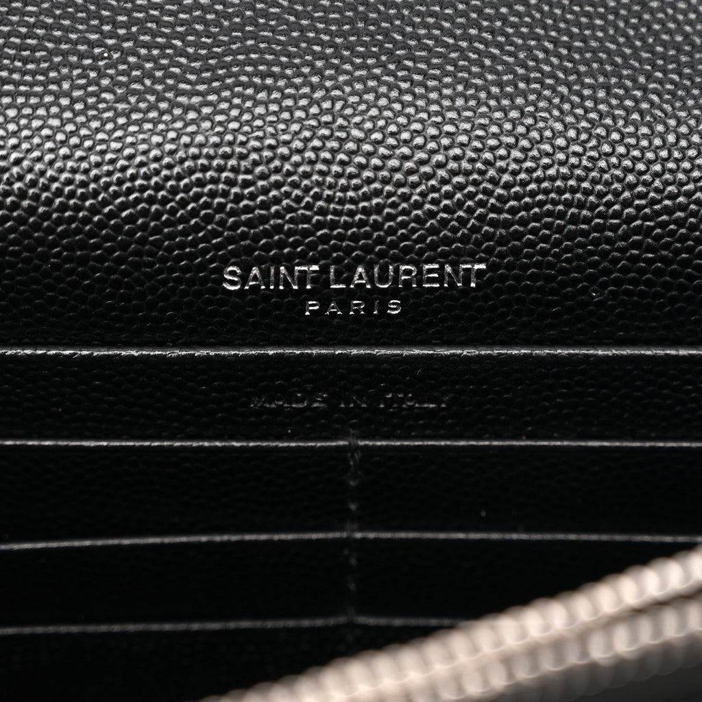 Grain De Poudre Matelasse Chevron Monogram Envelope Chain Wallet Black
