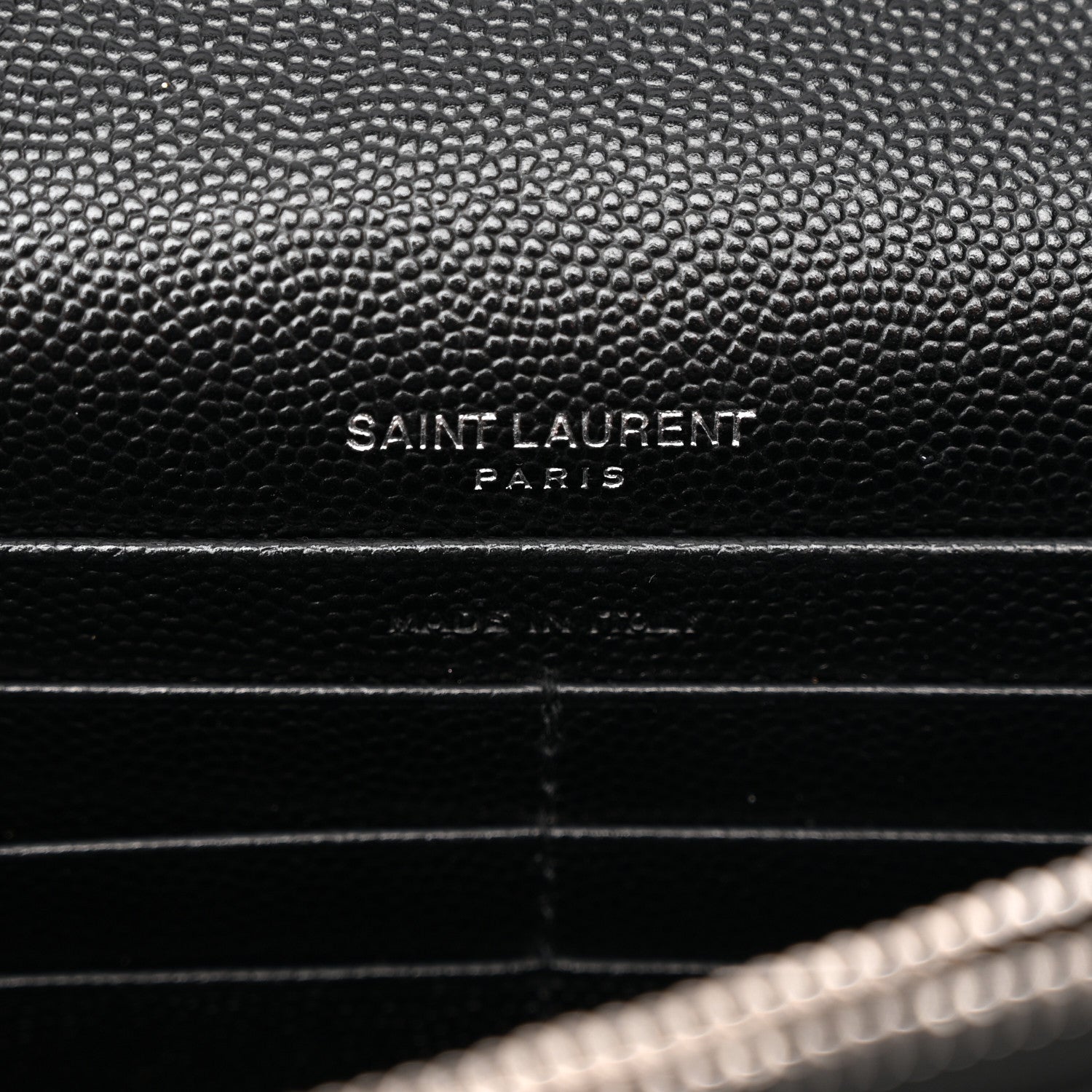 Grain De Poudre Matelasse Chevron Monogram Envelope Chain Wallet Black