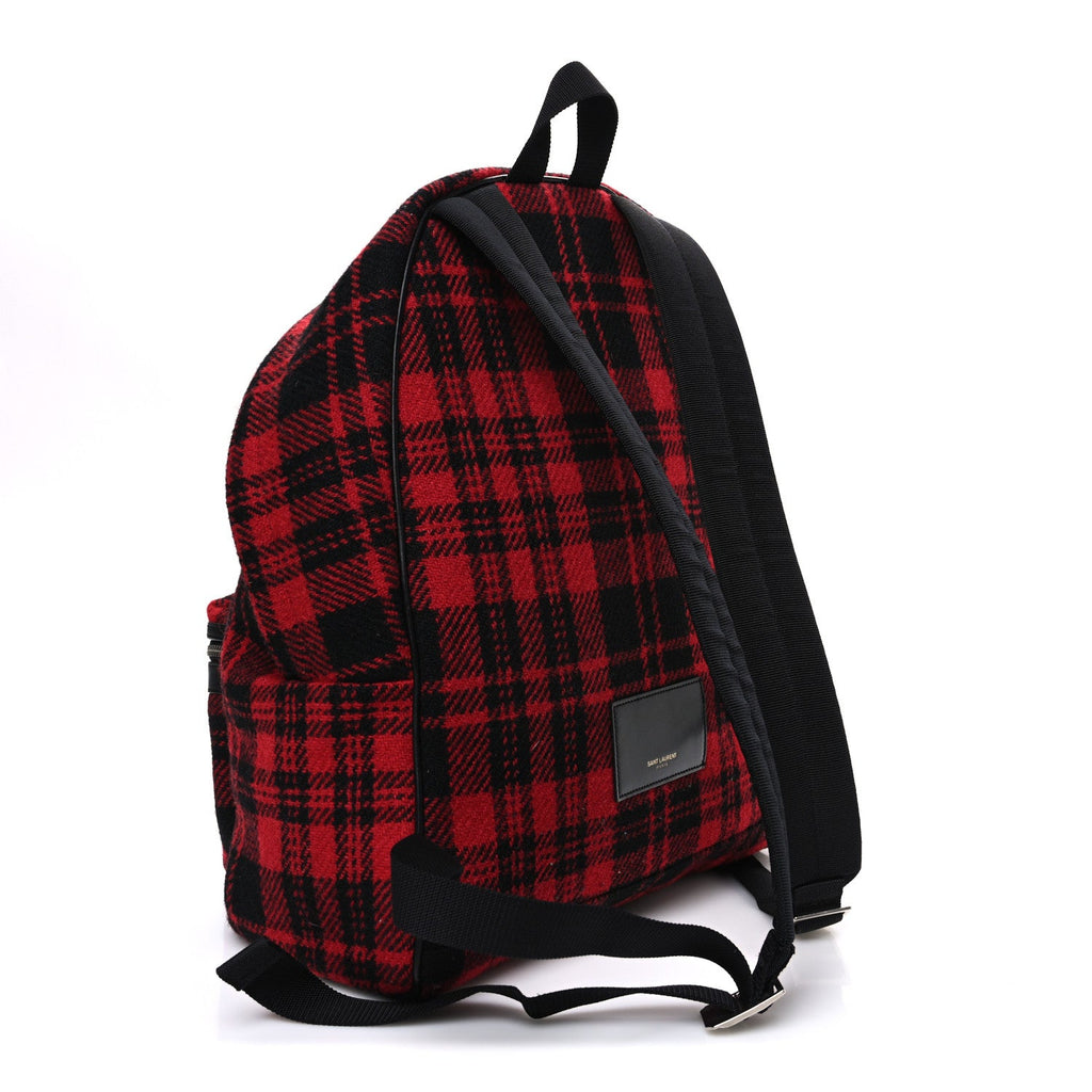 Wool Tartan City Backpack Red Black