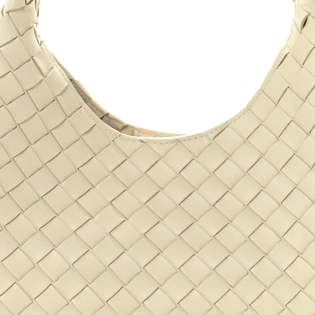 Nappa Intrecciato Small Campana Shoulder Bag Sea Salt