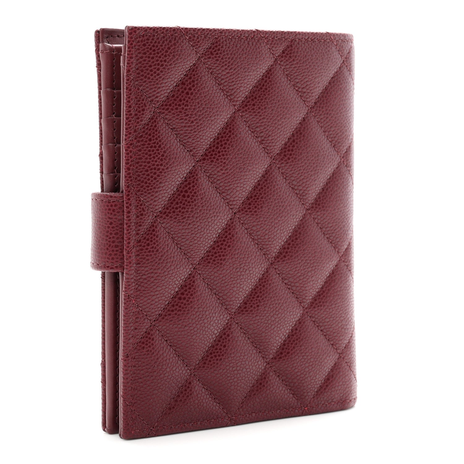 Caviar Quilted Passport Holder Dark Burgundy
