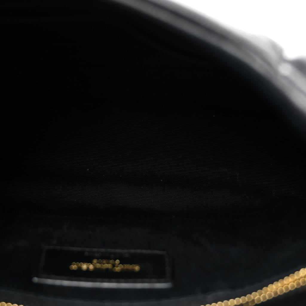 Lambskin Quilted Toy Loulou Puffer Monogram Chain Satchel Black