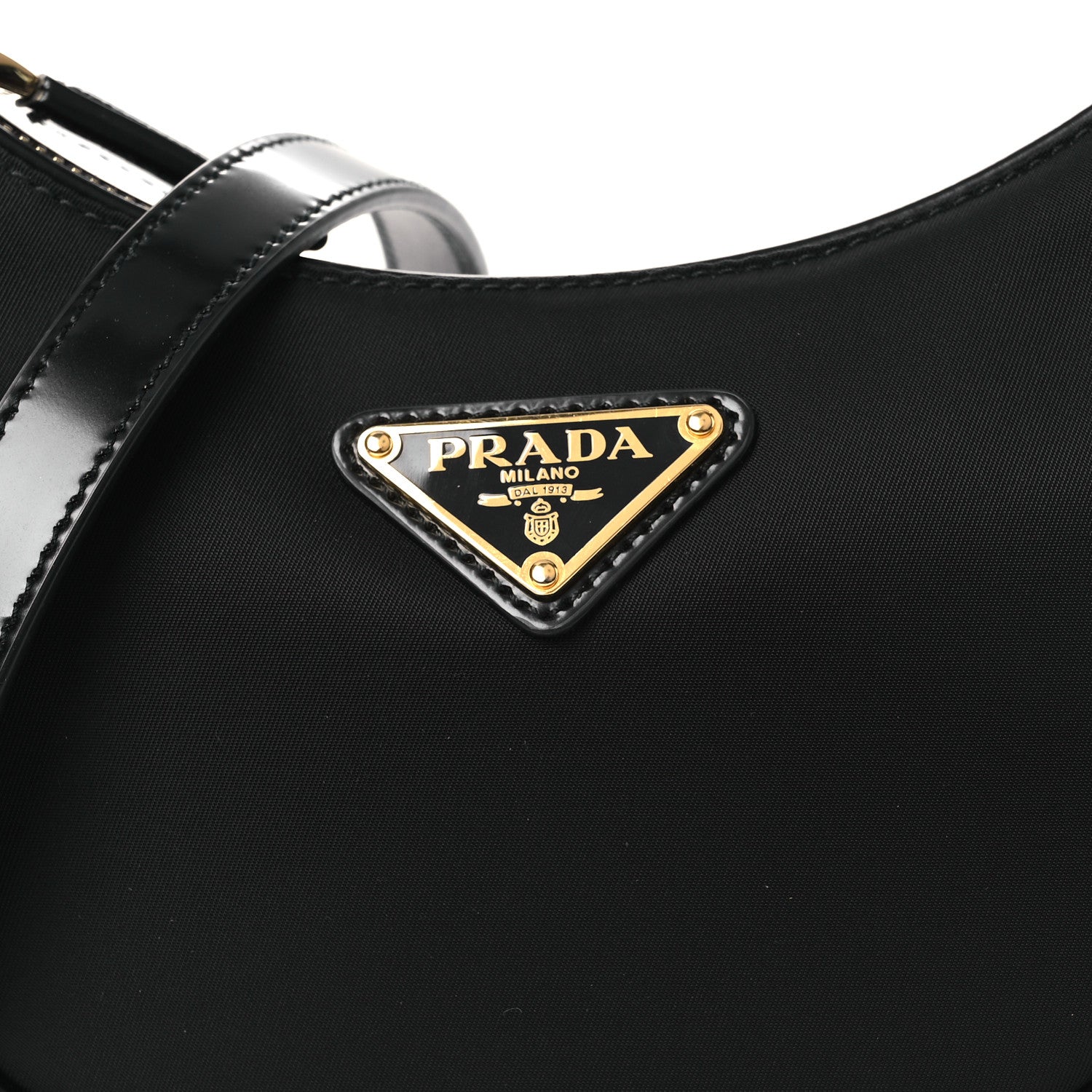 Re-Nylon Spazzolato Mini Arque Shoulder Bag Black