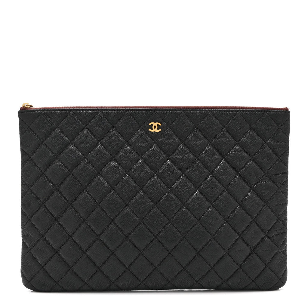 Caviar Quilted Large Cosmetic Case Black