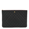 Caviar Quilted Large Cosmetic Case Black