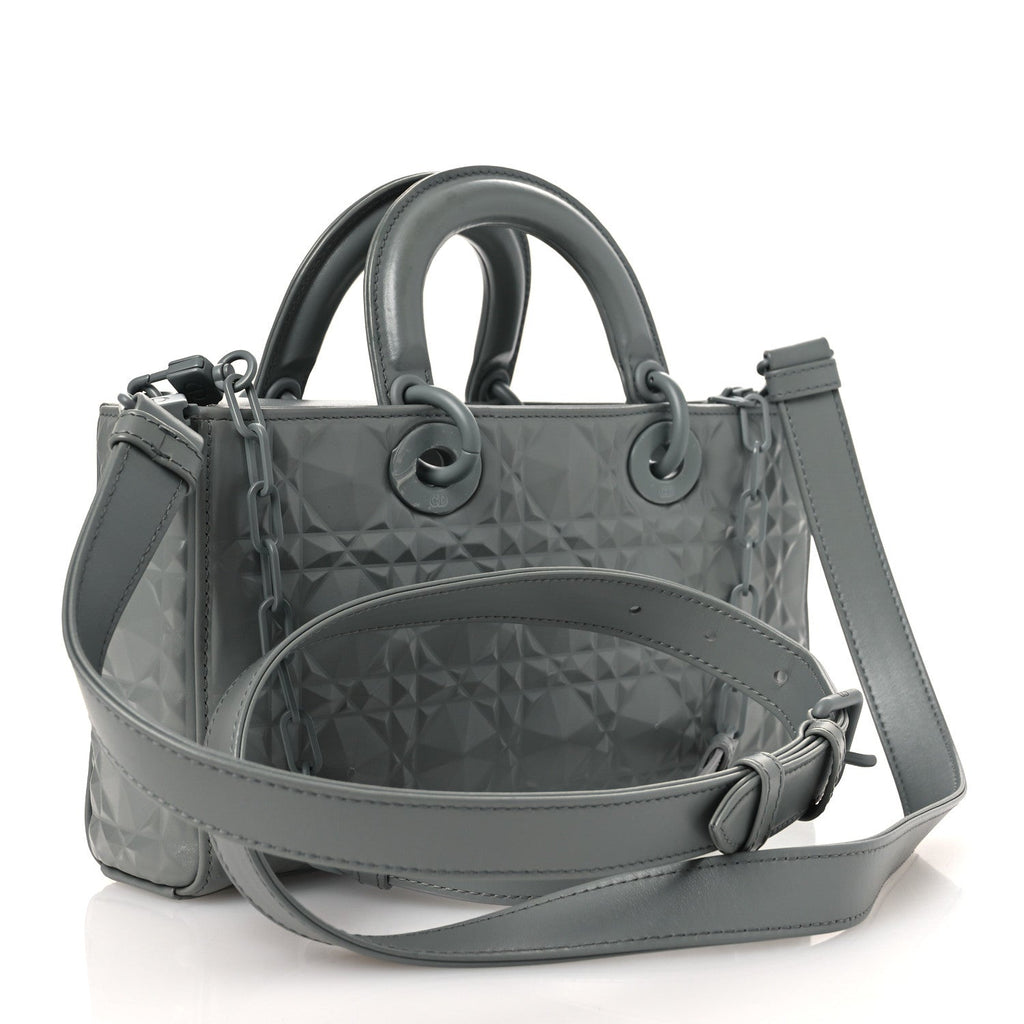 Calfskin Cannage Diamond Medium Lady D-Joy Grey