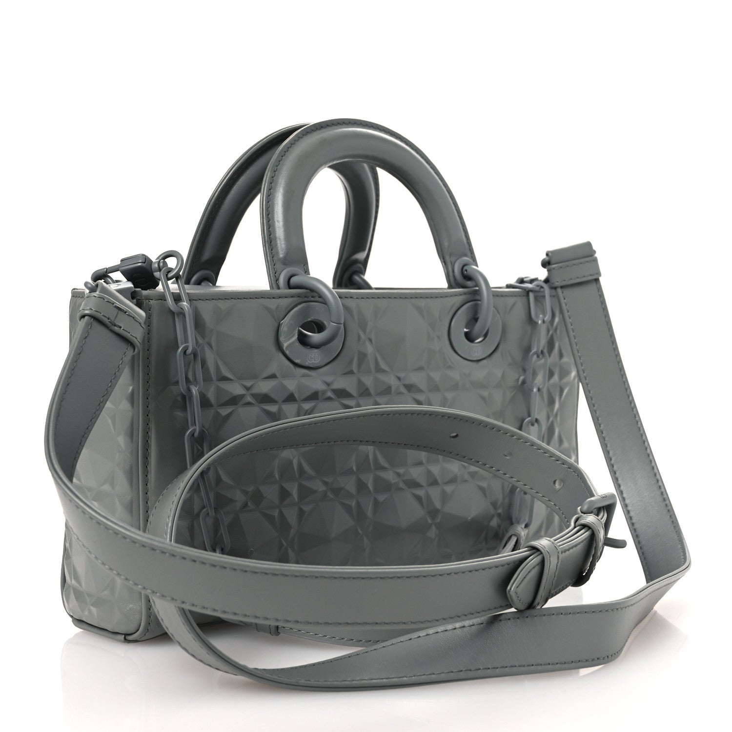 Calfskin Cannage Diamond Medium Lady D-Joy Grey