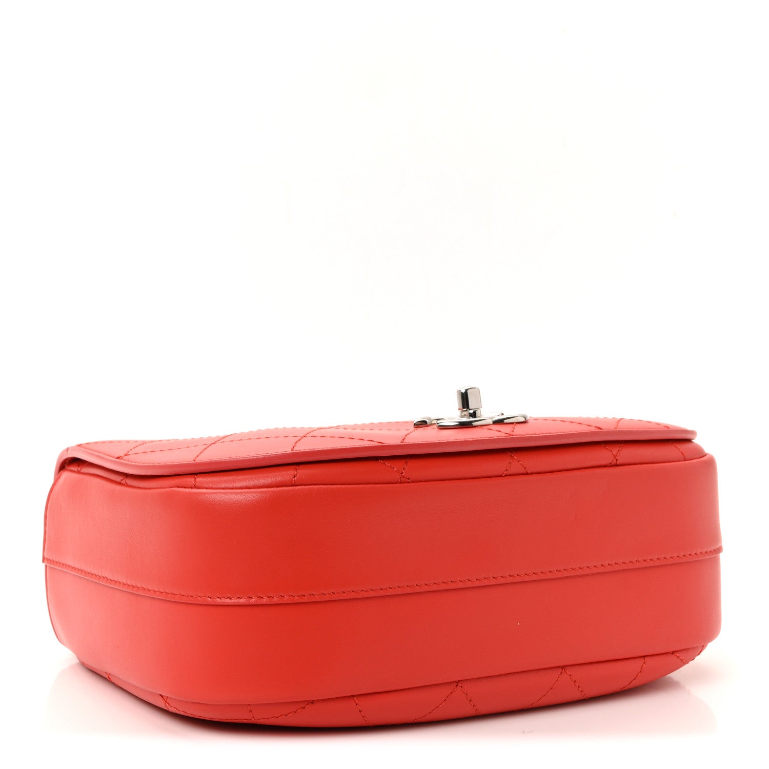 Calfskin Stitched Small Ring My Bag Flap Crossbody Red