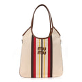 Canvas Calfskin Striped Ivy Beige Naturale Moro