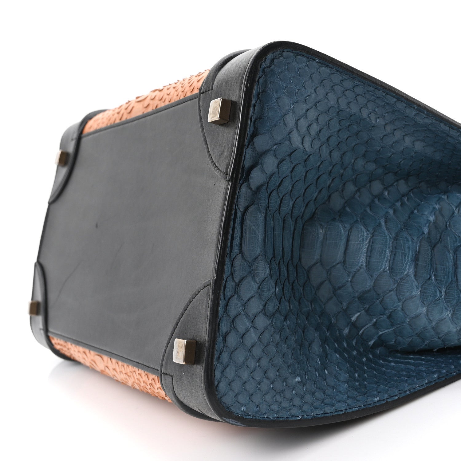 Snakeskin Mini Tri-Color Luggage Blue Brown Multicolor