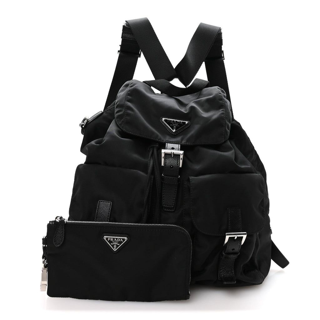 Re-Nylon Vela Saffiano Medium Backpack Black