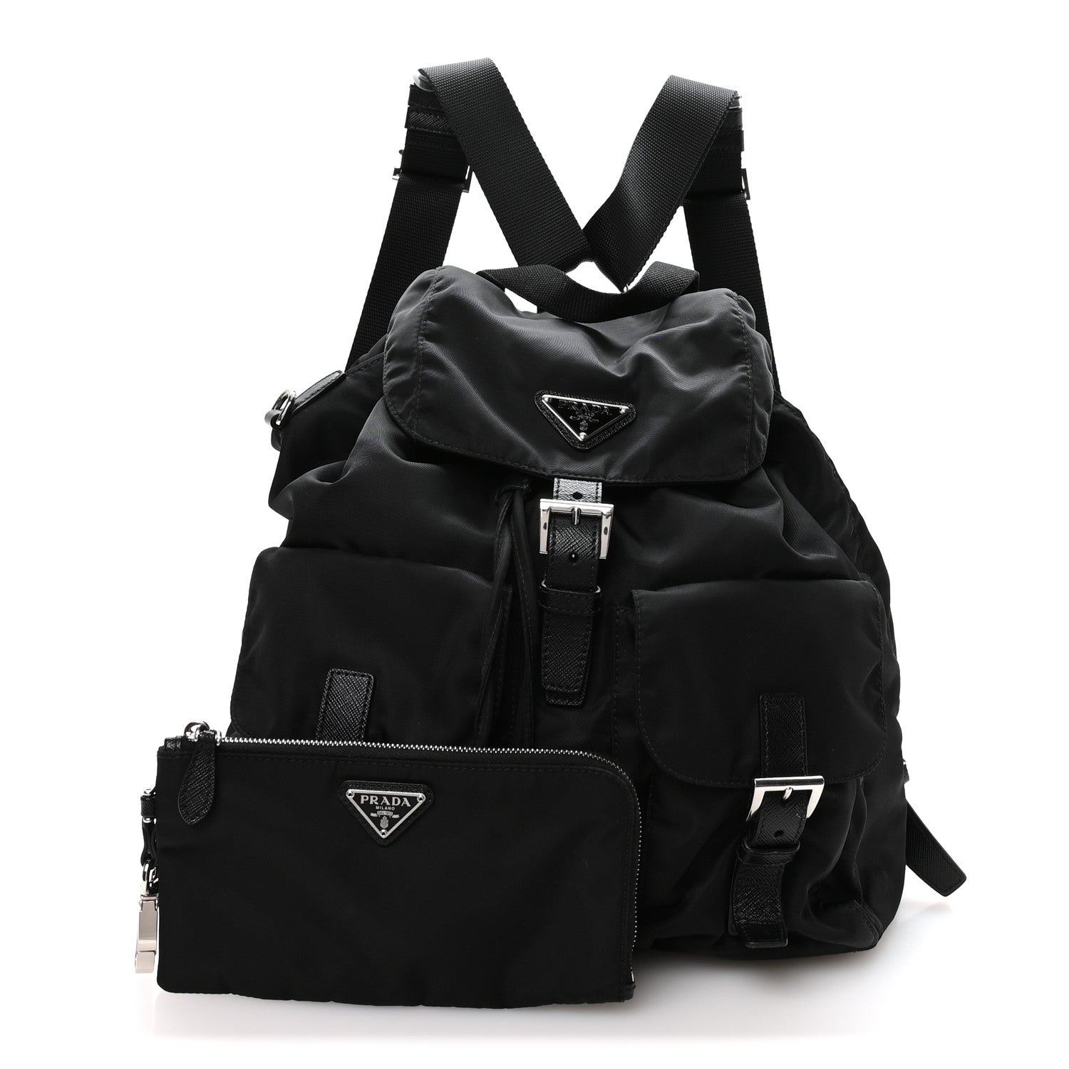 Re-Nylon Vela Saffiano Medium Backpack Black