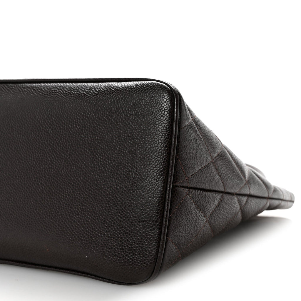 Caviar Quilted Medallion Tote Dark Brown