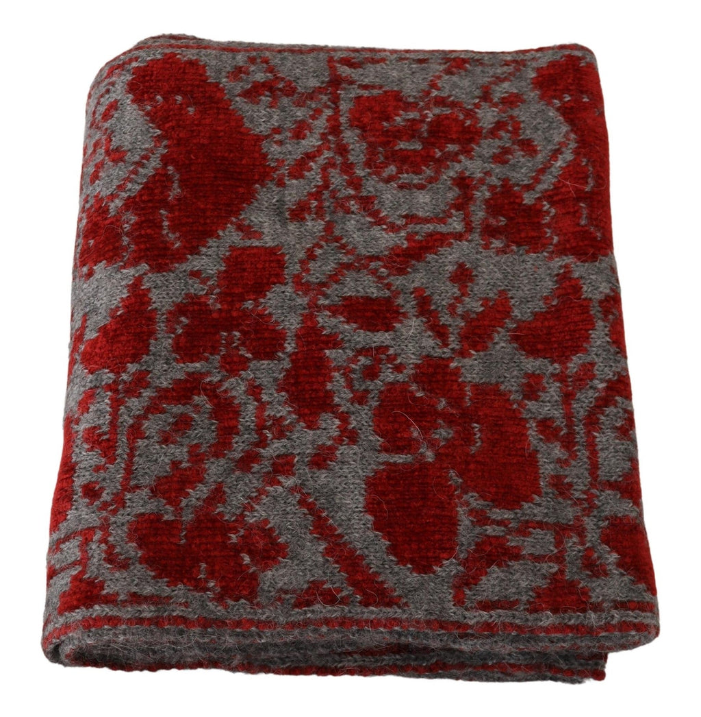 GF Ferre Red Grey Knitted Wrap Warmer Womens Shawl Scarf