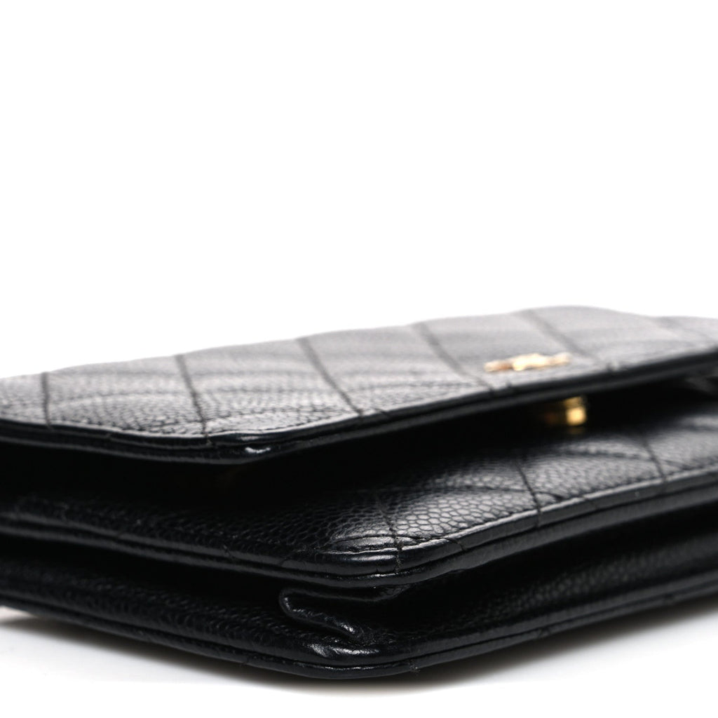 Caviar Quilted Wallet On Chain WOC Black Black