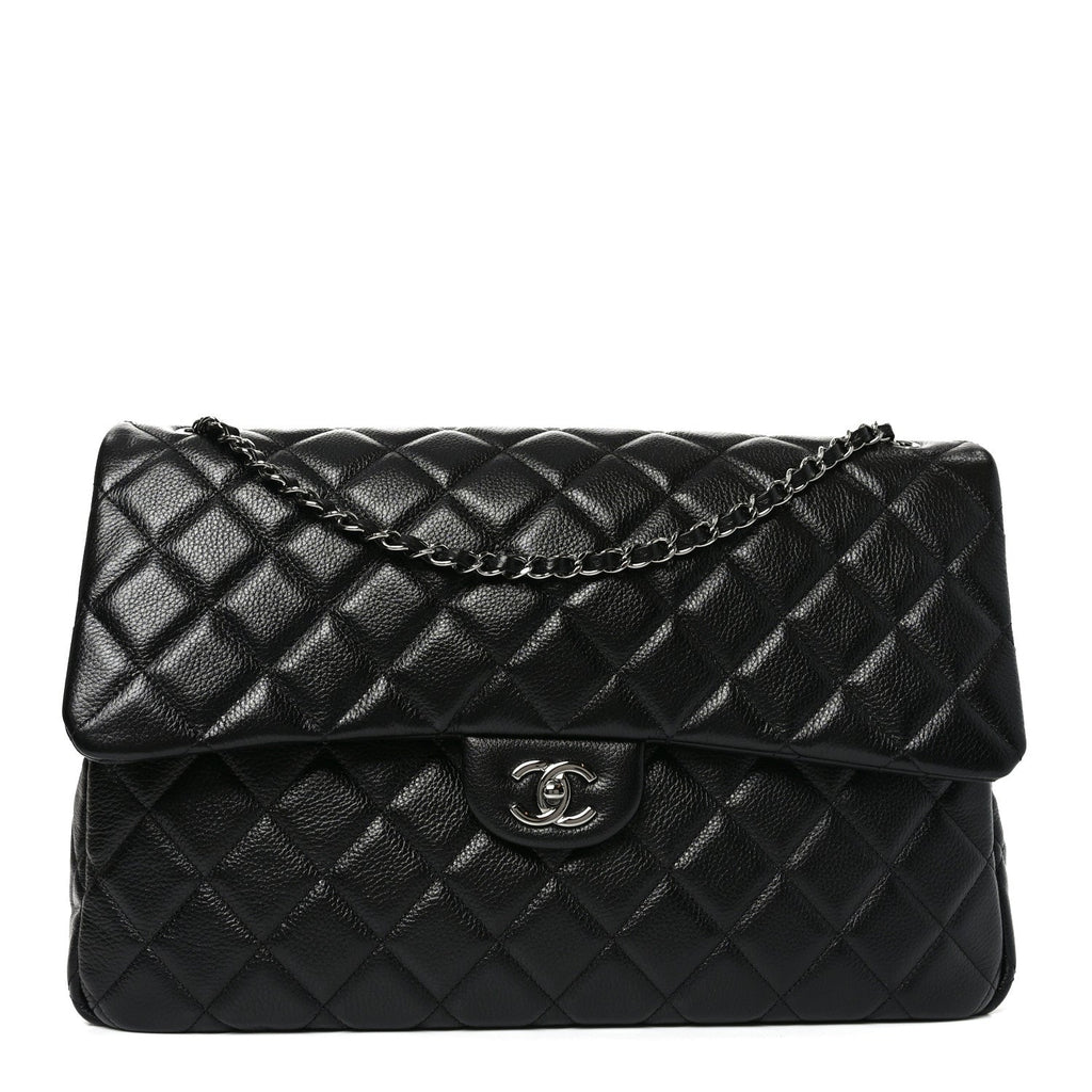 Caviar Quilted Small XXL Travel Flap Bag Black