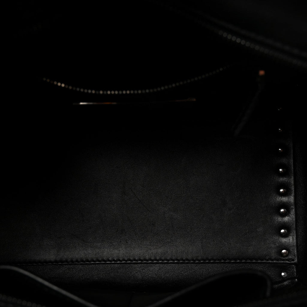 Vitello Small Rockstud Double Handle Tote Black
