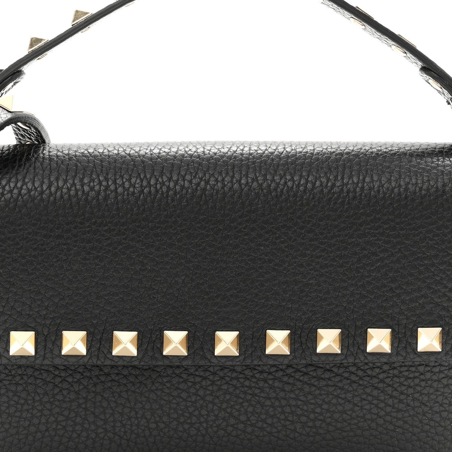 Grainy Calfskin Rockstud Crossbody Pouch Black