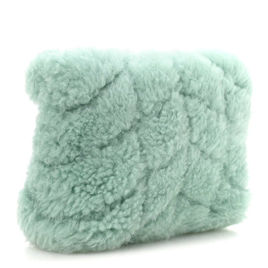 Shearling Quilted Monogram Loulou Puffer Pouch Clutch Iced Mint