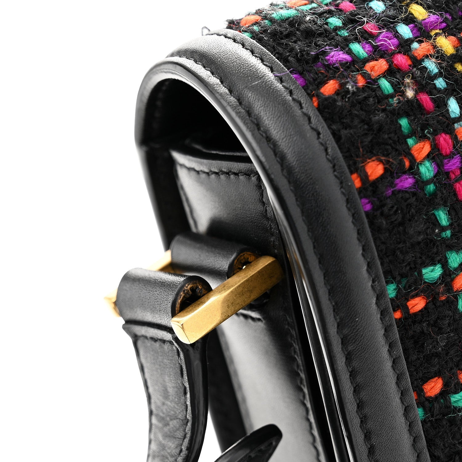 Tweed Calfskin Small Solferino Satchel Black Multicolor