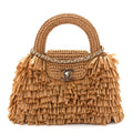 Raffia Fringe Nano Kelly Shopper Dark Beige