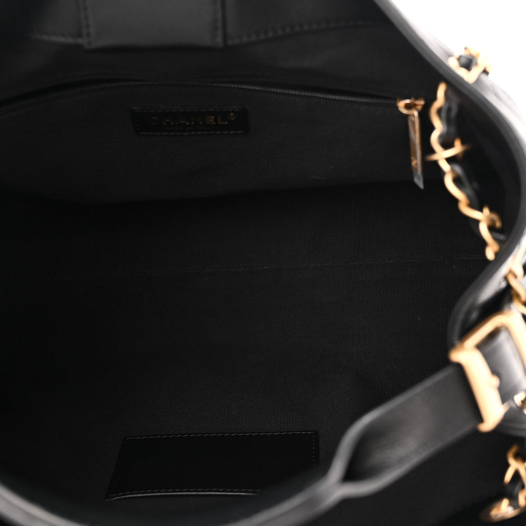 Calfskin Quilted Small Coco Base Shopping Bag Black