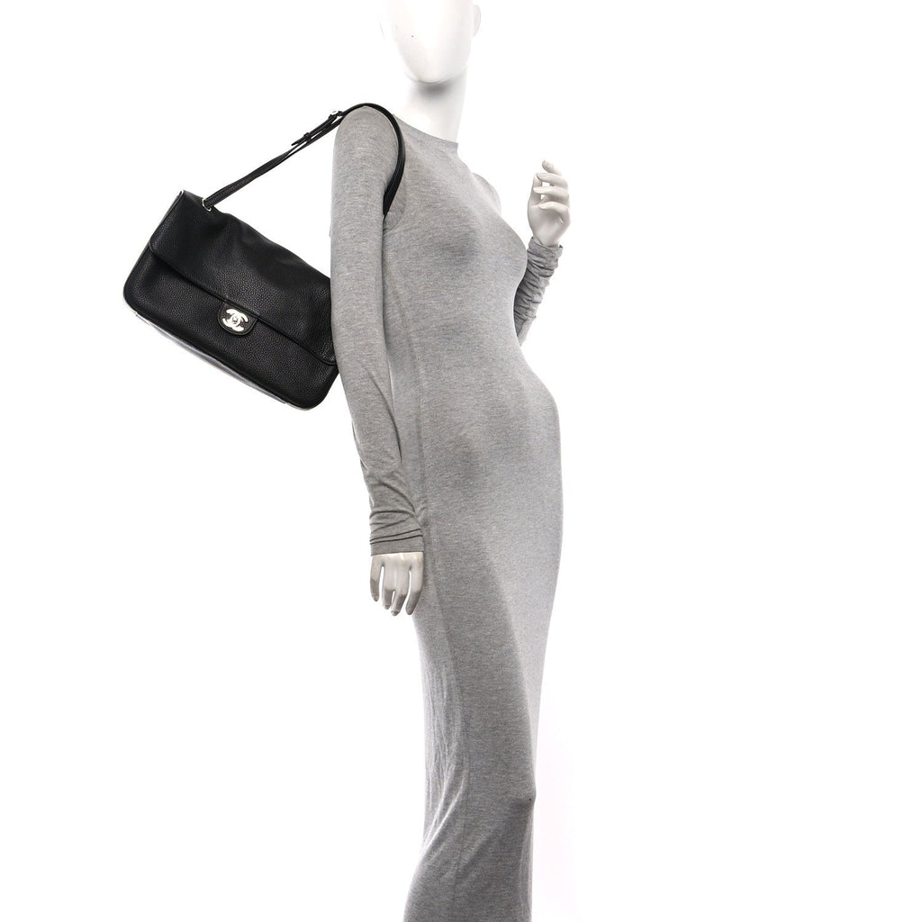 Grained Calfskin Small Souplissimo Maxi Flap Black