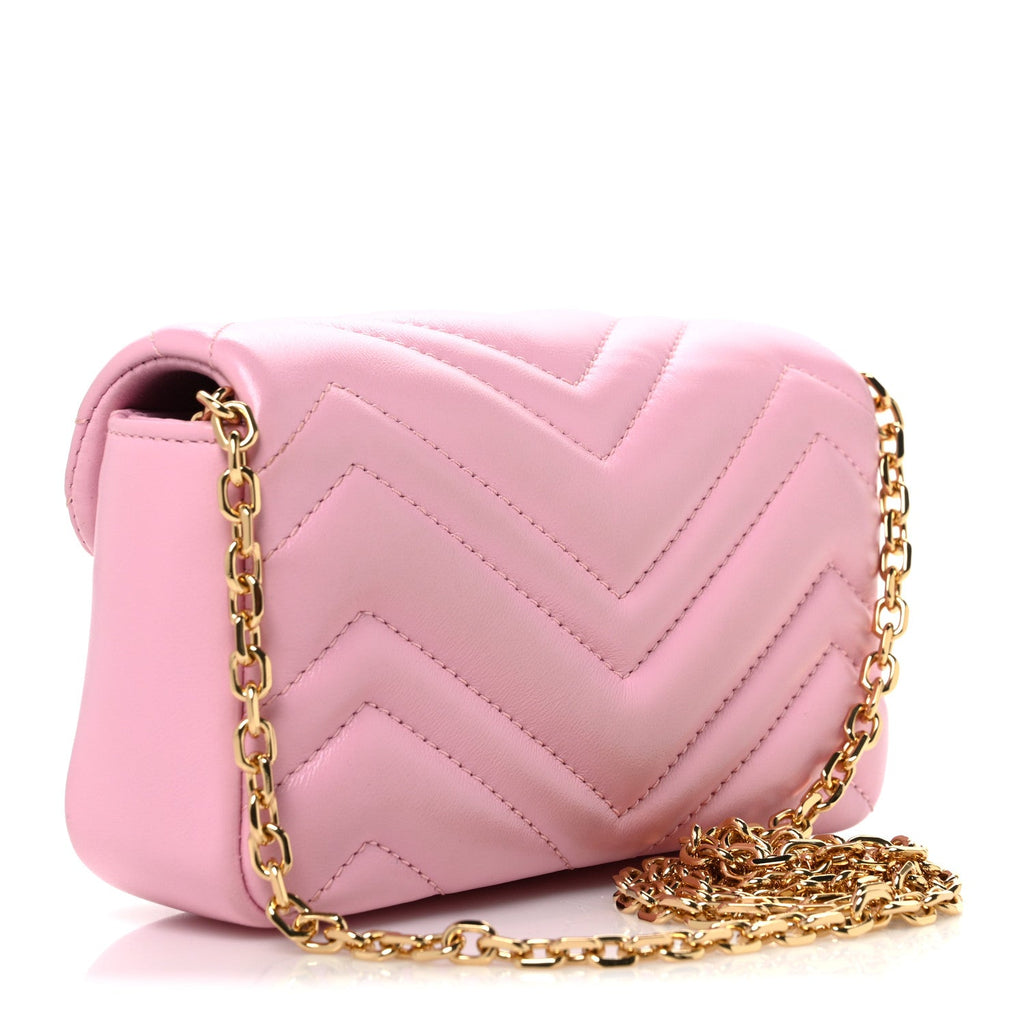 Lambskin Matelasse Mini GG Marmont Shoulder Bag Light Pink