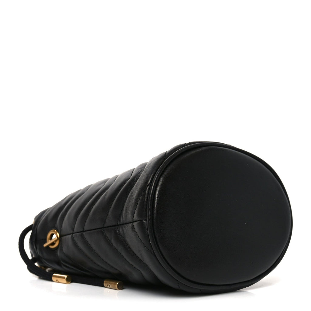 Calfskin Matelasse Mini GG Marmont 2.0 Bucket Bag Black