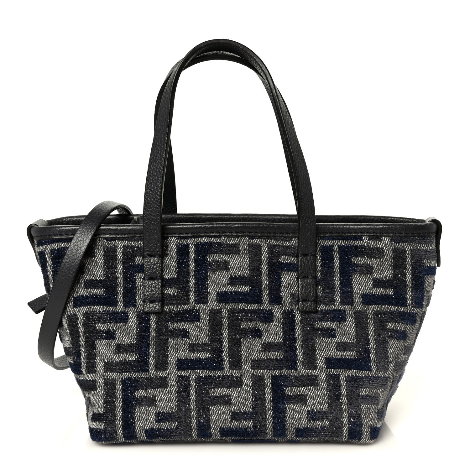 Chenille Vitello Santa Barbara FF Mini Roll Tote Navy