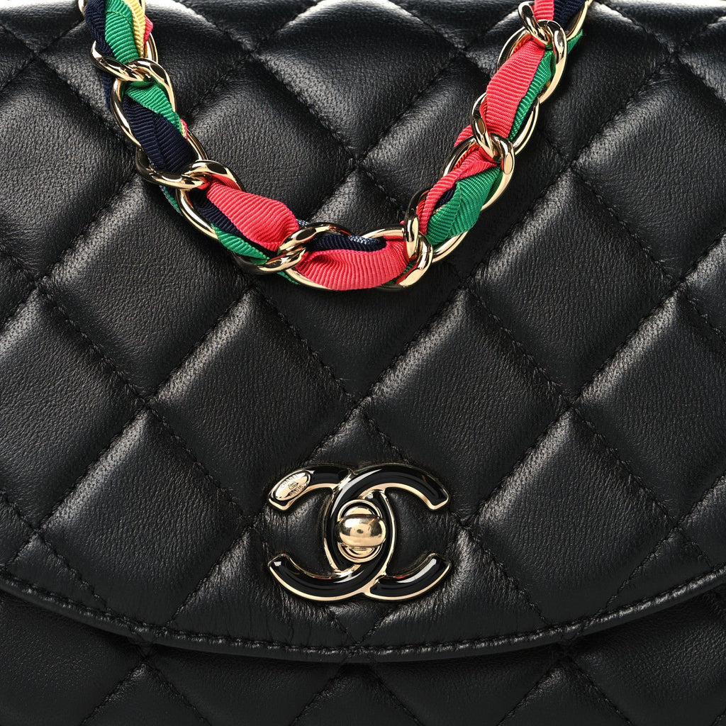 Lambskin Mixed Fibers Quilted Cocovado Flap Black