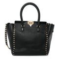 Vitello Rockstud Double Handle Tote Black
