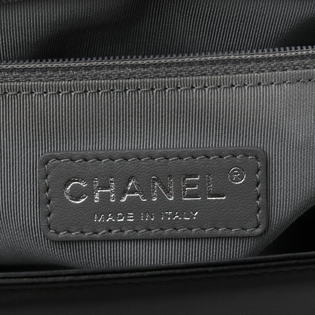 Lambskin Quilted Large Boy Flap Black