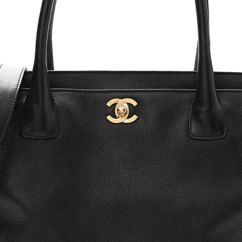 Calfskin Cerf Executive Shopper Tote Black