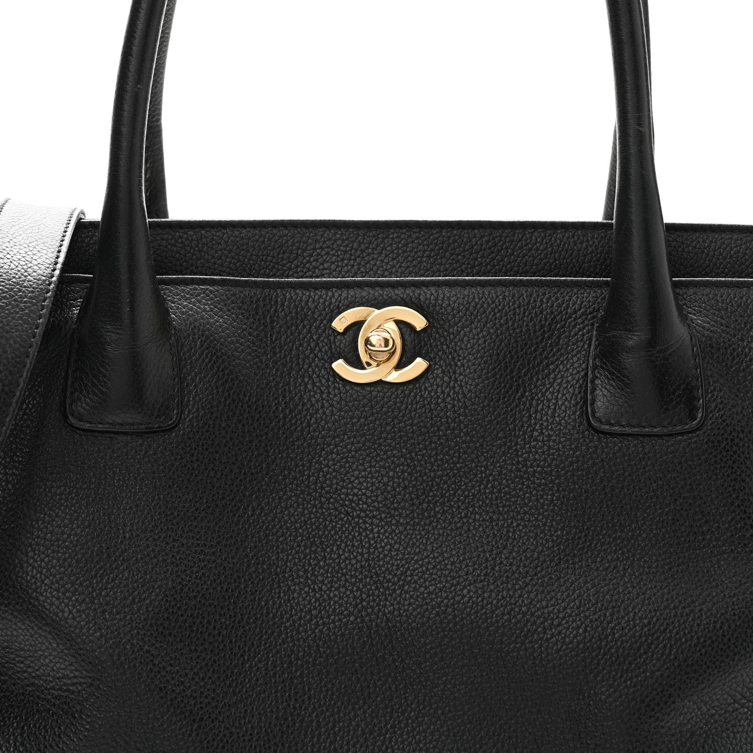 Calfskin Cerf Executive Shopper Tote Black