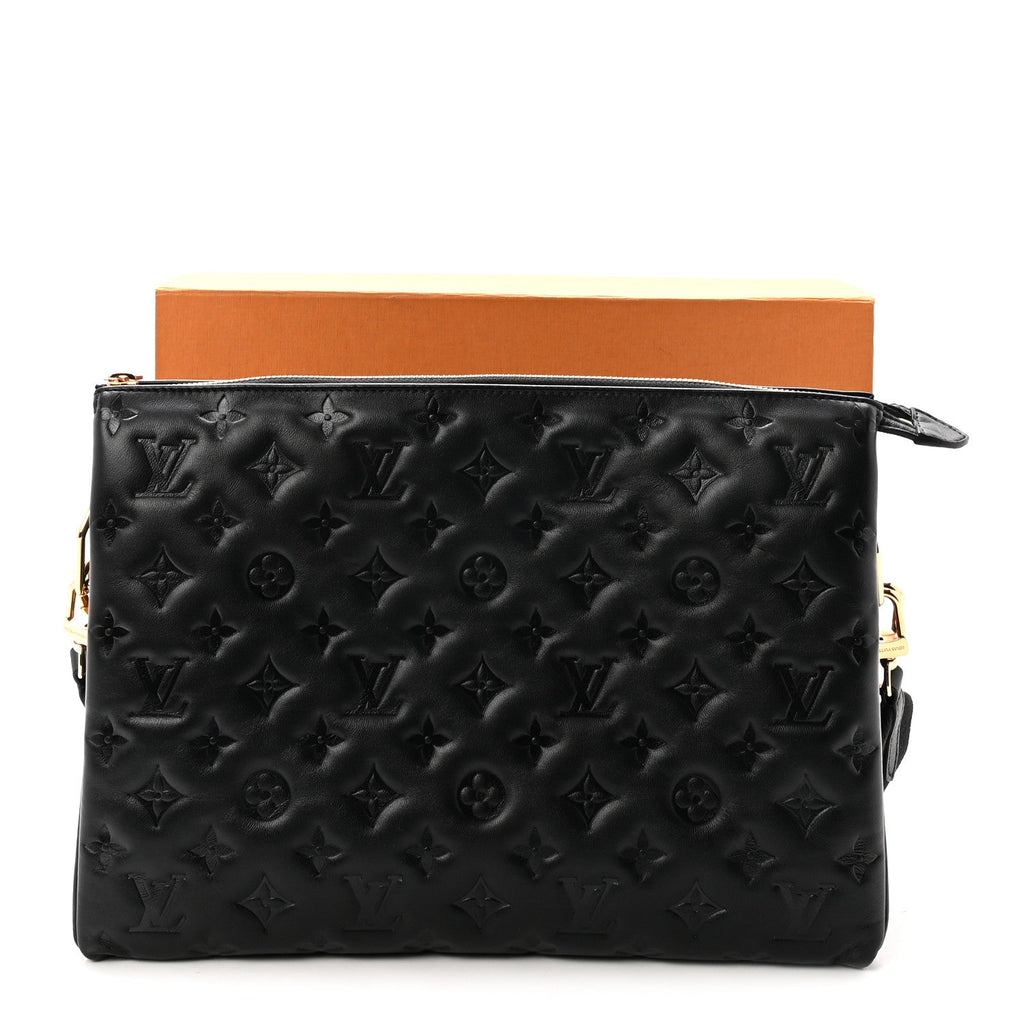 Lambskin Embossed Monogram Coussin MM Black
