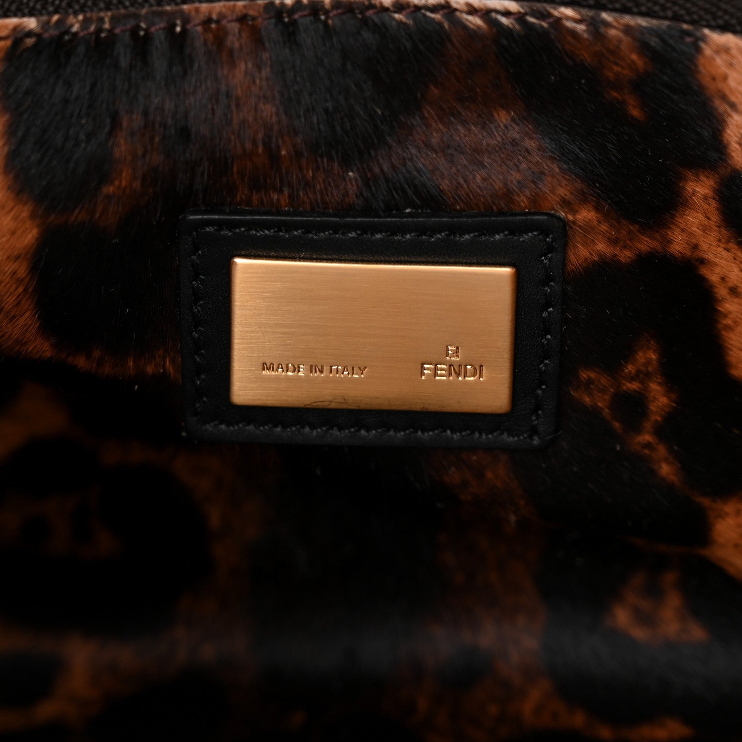Calfskin Calf Hair Leopard Print Large Peekaboo Iconic Satchel Black