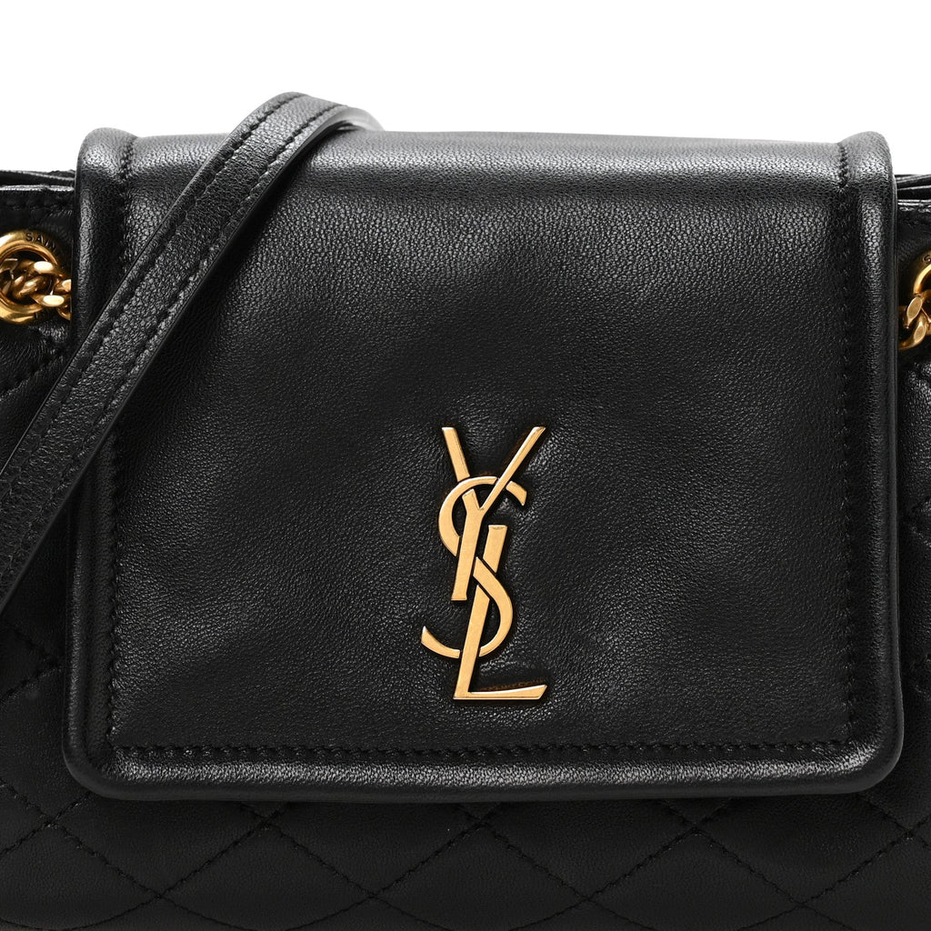 Lambskin Quilted Monogram Mini Nolita Black