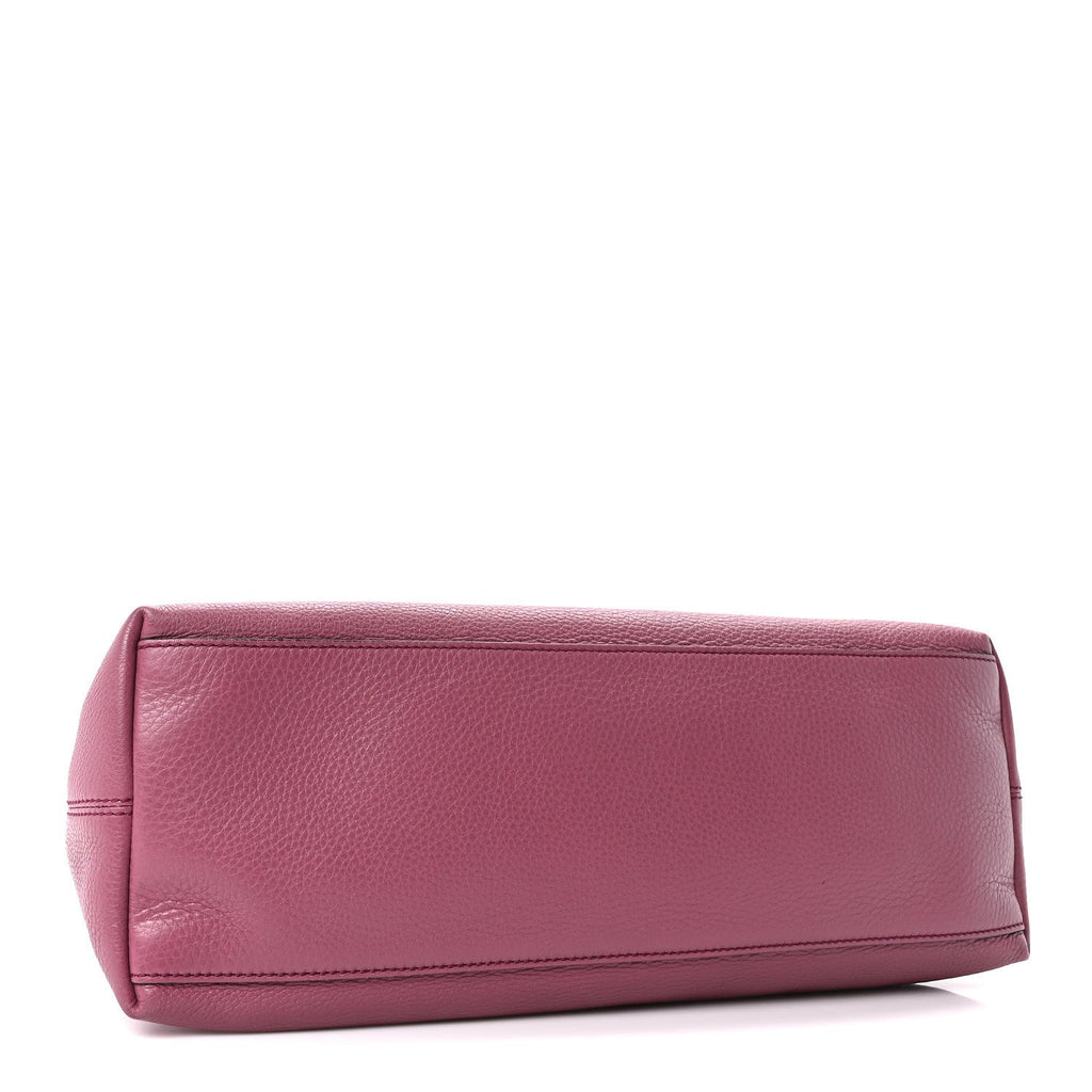 Pebbled Calfskin Medium Soho Chain Shoulder Bag Peonia Flower