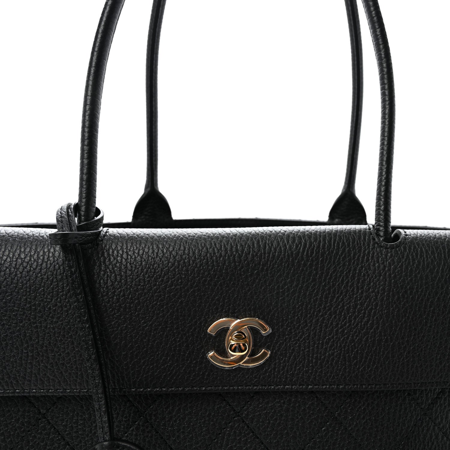 Grained Calfskin Stitched Urban Essentials Large Shopping Bag Black